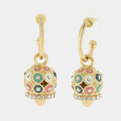 Orecchini in Metallo con campanella a pois multicolor e zirconi - BYSIMON gioielli