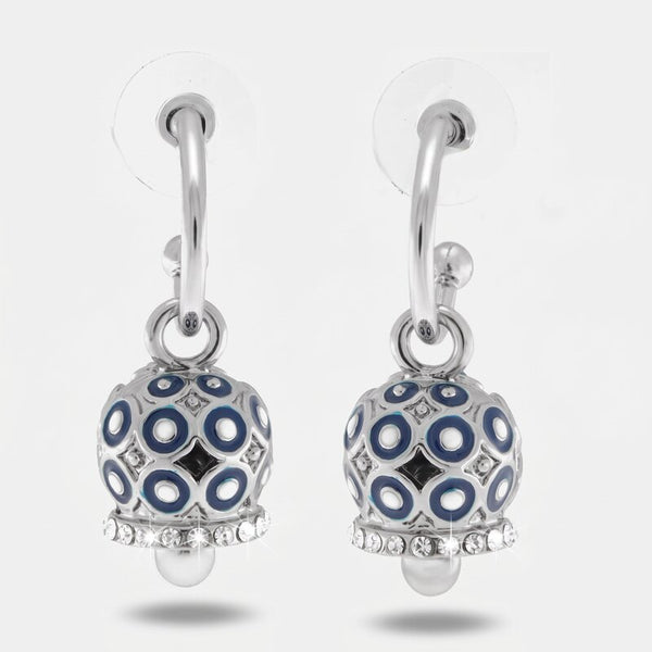 Orecchini in Metallo con campanella a pois blu e zirconi - BYSIMON gioielli