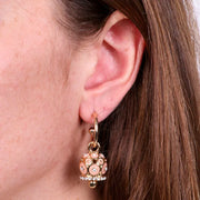 Orecchini in Metallo con campanella a pois rosa e zirconi