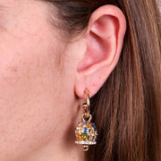 Orecchini in Metallo con campanella con zirconi blu e verde