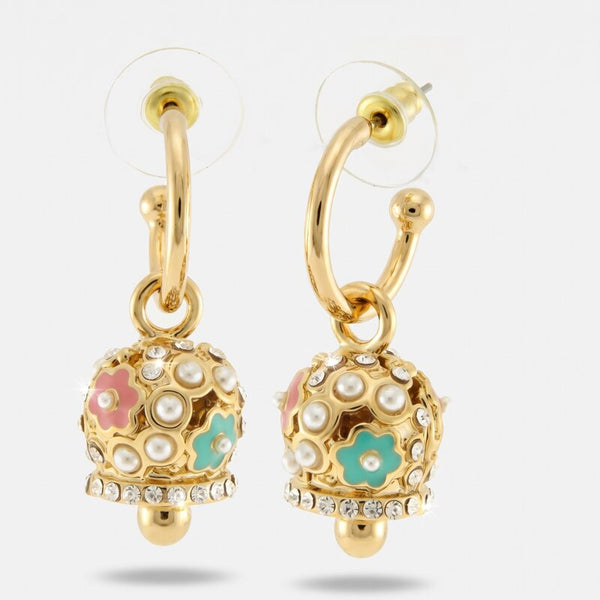 Orecchini in Metallo con campanella a fiori e perle - BYSIMON gioielli