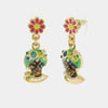 Orecchini in Metallo con Testa di Moro verde e fiore