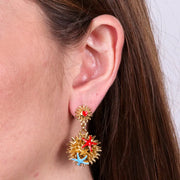 Orecchini in Metallo con cuore  e riccio di mare e stelle marine