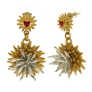 Orecchini in Metallo con cuore  e riccio di mare placcato oro e argento