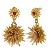 Orecchini in Metallo con cuore e riccio di mare placcato oro