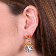 Orecchini in Metallo con cuore  e riccio di mare con stella marina bianca