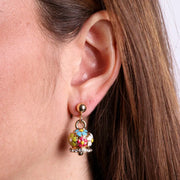 Orecchini in Metallo con campanella blu a fiori