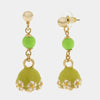 Orecchini in Metallo con campanella verde e  fiori e perla