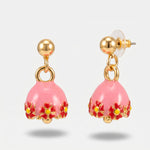 Orecchini in Metallo con campanella rosa e fiori - BYSIMON gioielli