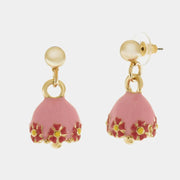 Orecchini in Metallo con campanella rosa e fiori