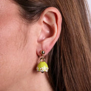 Orecchini in Metallo con campanella verde e fiori