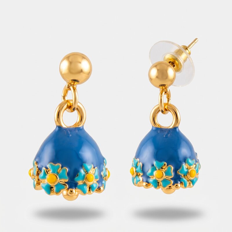 Orecchini in Metallo con campanella a fiori multicolor - BYSIMON gioielli
