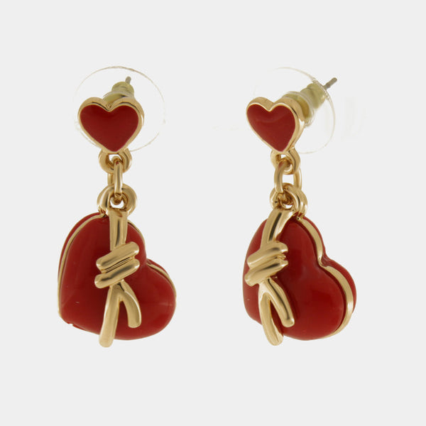Orecchini in Metallo con cuore rosso e nodo - BYSIMON gioielli