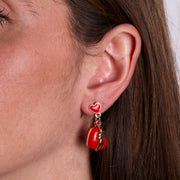 Orecchini in Metallo con cuore rosso e nodo