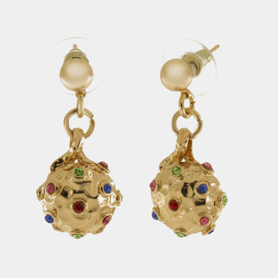 Orecchini in Metallo con perle e pendenti tondi e zirconi multicolor