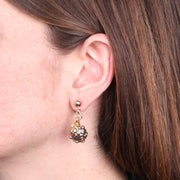 Orecchini in Metallo con perle e pendenti tondi e zirconi multicolor