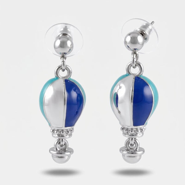 Orecchini in Metallo con mongolfiera blu e azzurro - BYSIMON gioielli