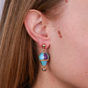 Orecchini in Metallo con mongolfiera placcata oro verde blu e azzurro