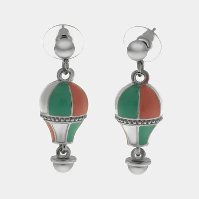 Orecchini in Metallo con mongolfiera verde e rosa