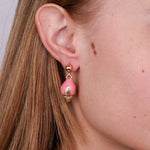 Orecchini in Metallo con pumo rosa e placcatura oro BYS - gioiello BySimon