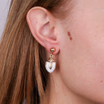 Orecchini in Metallo con pumo bianco e placcatura oro BYS - gioiello BySimon