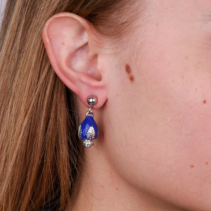 Orecchini in Metallo con pumo blu - BYSIMON gioielli