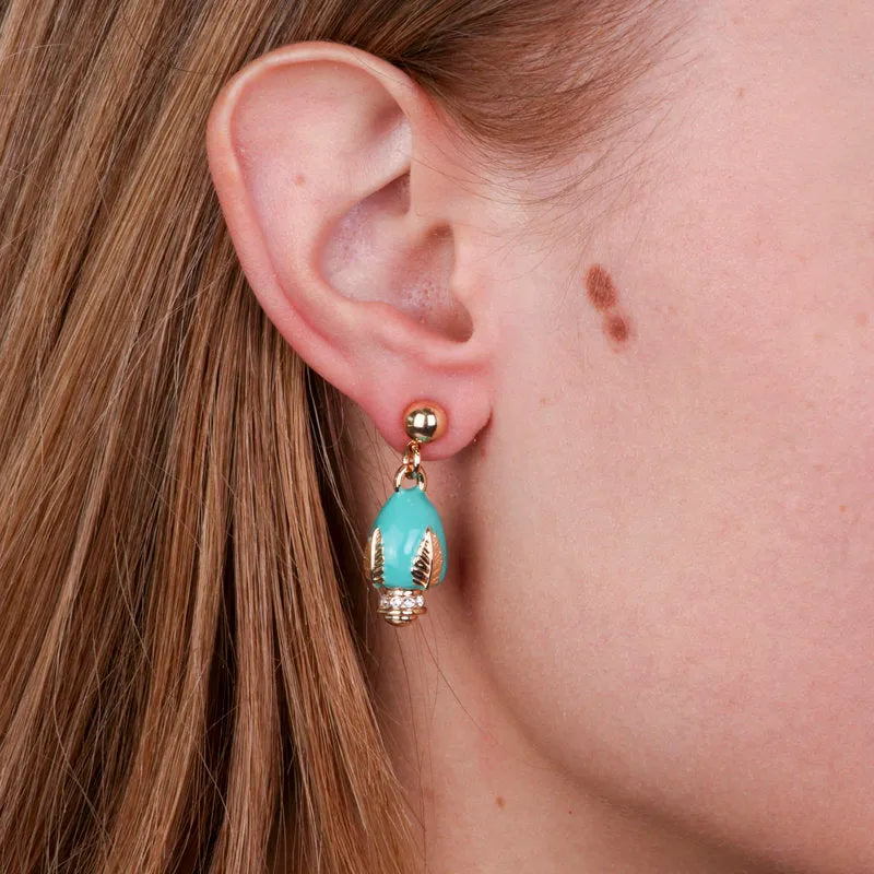 Green Pumo Metal Earrings with Gold Plating