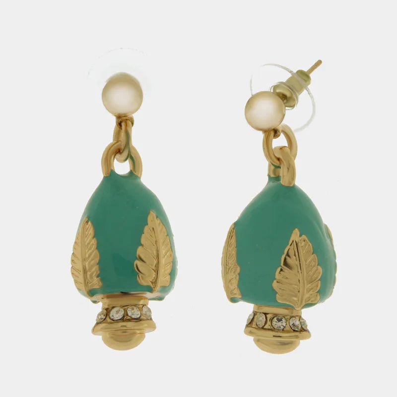 Green Pumo Metal Earrings with Gold Plating