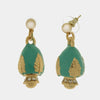 Orecchini in Metallo con pumo verde e placcatura oro