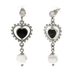 Orecchini in Metallo con cuore pendente e perla bianca - BYSIMON gioielli