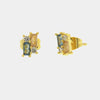 Metal stud earrings with colored zircons