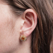 Orecchini in Metallo sole con zirconi gialli