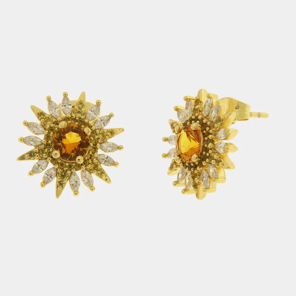 Orecchini in Metallo sole con zirconi gialli - BYSIMON gioielli