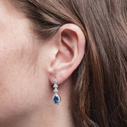 Orecchini in Metallo goccia blu con zirconi