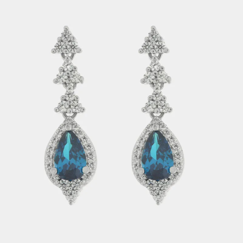 Orecchini in Metallo goccia blu con zirconi