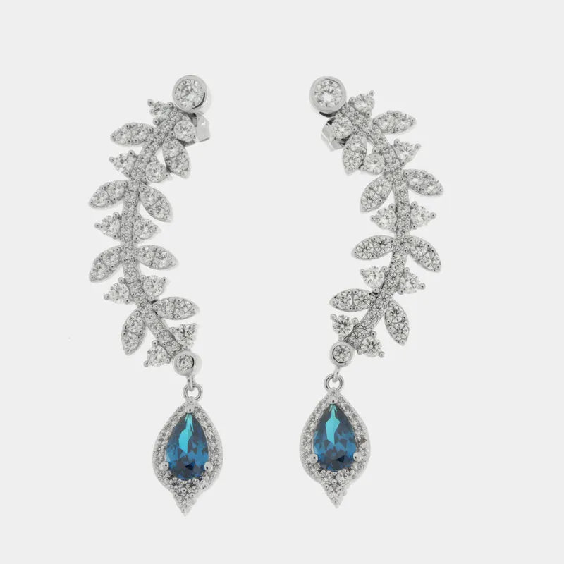 Orecchini in Metallo goccia blu con zirconi