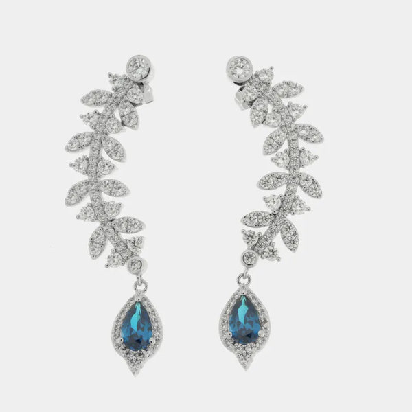 Orecchini in Metallo goccia blu con zirconi - BYSIMON gioielli