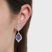 Orecchini in Metallo goccia blu con zirconi