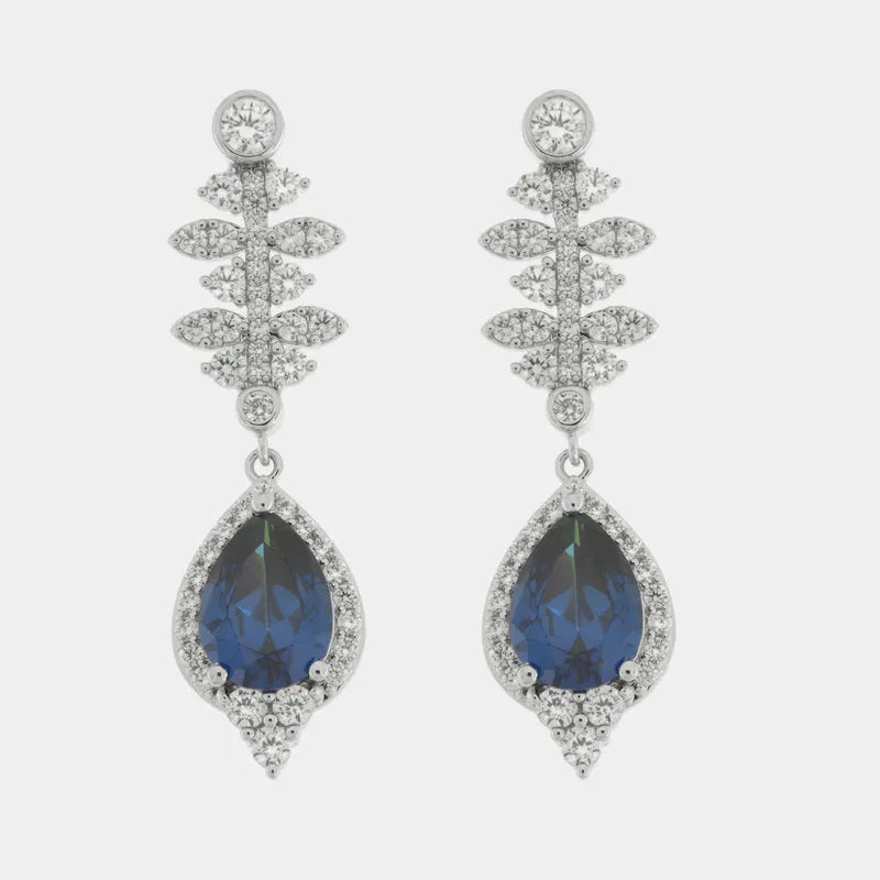 Orecchini in Metallo goccia blu con zirconi