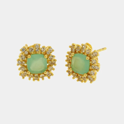 Orecchini in Metallo quadrato verde zirconato