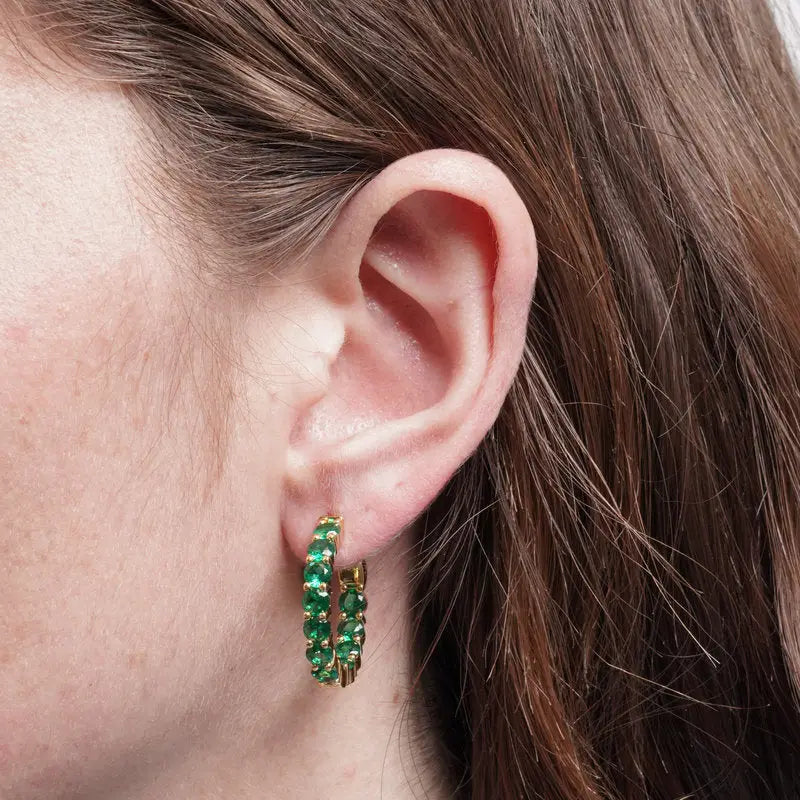 Orecchini in Metallo cerchio zirconato verde