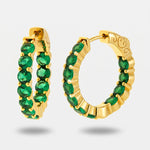 Orecchini in Metallo cerchio zirconato verde - BYSIMON gioielli