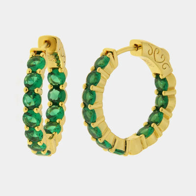 Orecchini in Metallo cerchio zirconato verde