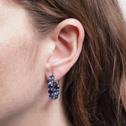 Orecchini in Metallo cerchio zirconato blu