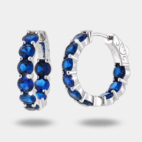Orecchini in Metallo cerchio zirconato blu - BYSIMON gioielli
