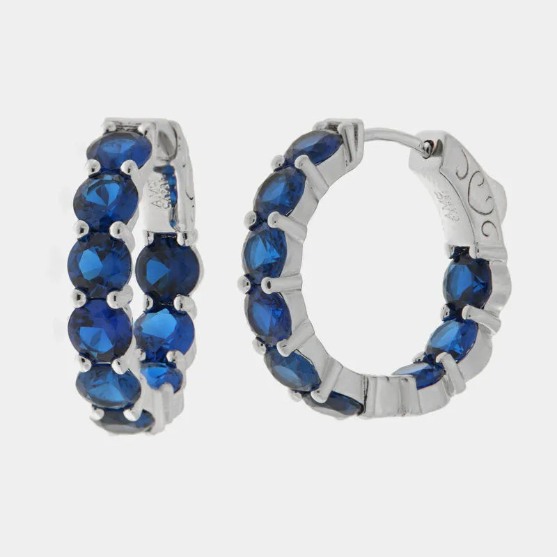 Orecchini in Metallo cerchio zirconato blu