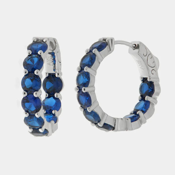 Orecchini in Metallo cerchio zirconato blu - BYSIMON gioielli