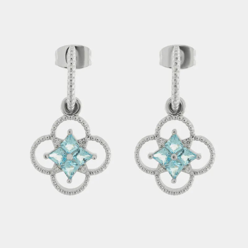 Orecchini in Metallo fiore zirconato azzuro