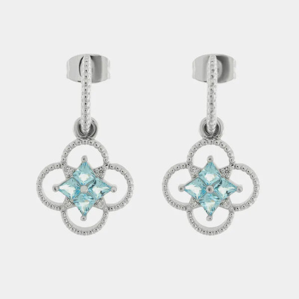 Orecchini in Metallo fiore zirconato azzuro - BYSIMON gioielli