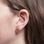 Orecchini in Metallo fiore zirconato blu